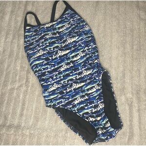 Sporti Shark Print Thin Strap One Piece Swimsuit Youth